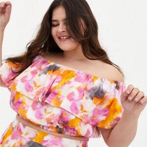 TORRID | Watercolor Tie-Dye Off Shoulder Crop Top | Sz. 3X